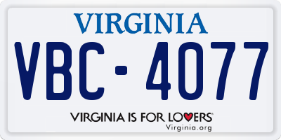 VA license plate VBC4077