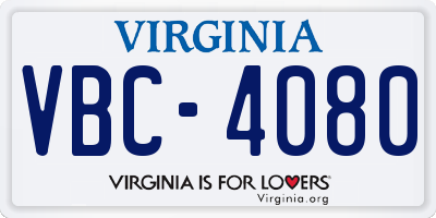 VA license plate VBC4080