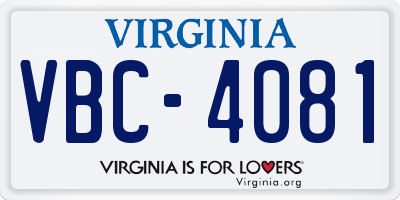 VA license plate VBC4081