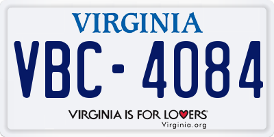 VA license plate VBC4084