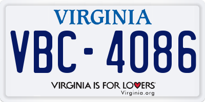 VA license plate VBC4086