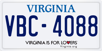 VA license plate VBC4088
