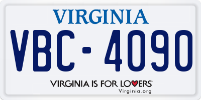 VA license plate VBC4090