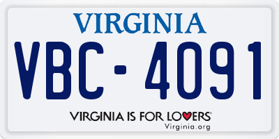 VA license plate VBC4091