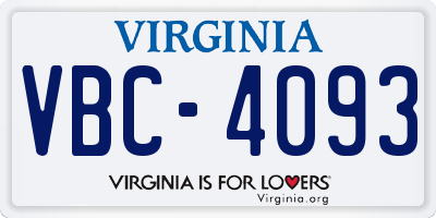 VA license plate VBC4093
