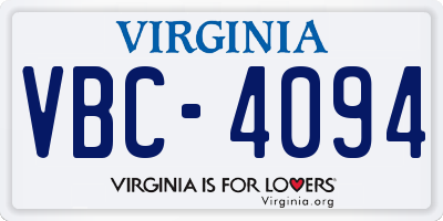 VA license plate VBC4094