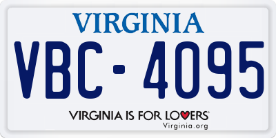 VA license plate VBC4095