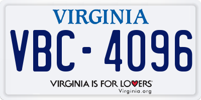 VA license plate VBC4096