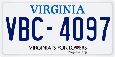 VA license plate VBC4097