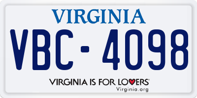 VA license plate VBC4098