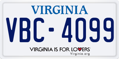 VA license plate VBC4099