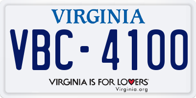 VA license plate VBC4100