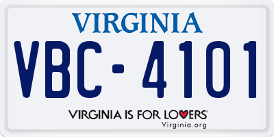 VA license plate VBC4101