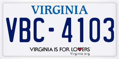 VA license plate VBC4103