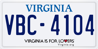VA license plate VBC4104