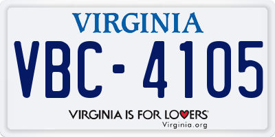 VA license plate VBC4105