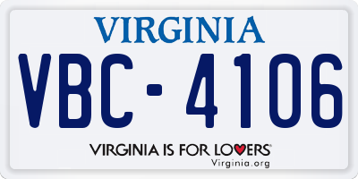 VA license plate VBC4106