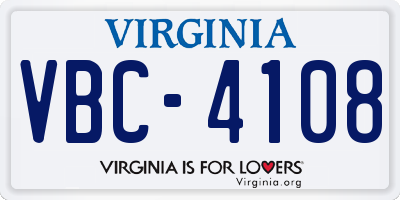 VA license plate VBC4108