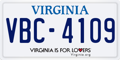 VA license plate VBC4109