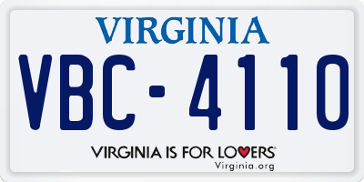 VA license plate VBC4110