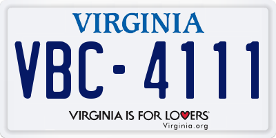 VA license plate VBC4111