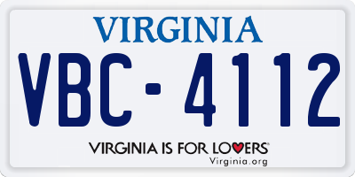 VA license plate VBC4112
