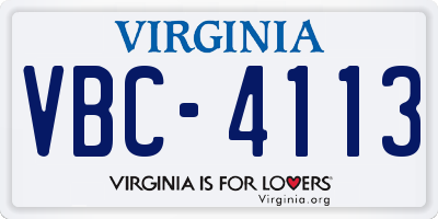 VA license plate VBC4113