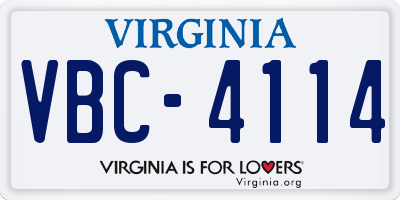 VA license plate VBC4114