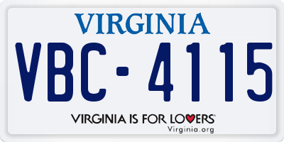 VA license plate VBC4115