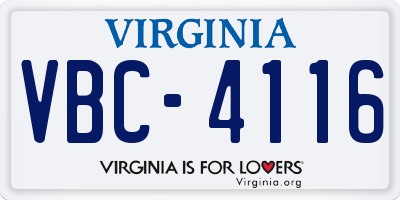 VA license plate VBC4116