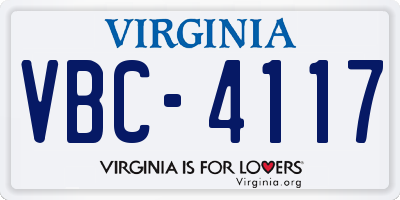 VA license plate VBC4117