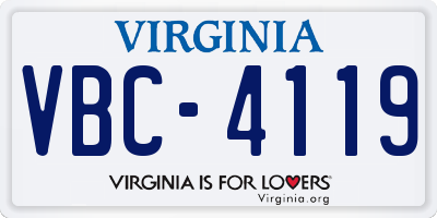 VA license plate VBC4119