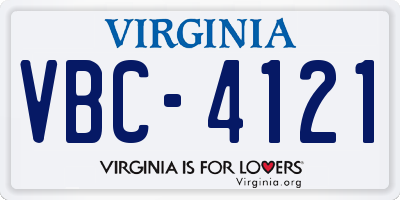 VA license plate VBC4121