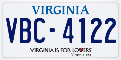 VA license plate VBC4122