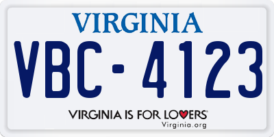 VA license plate VBC4123