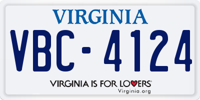 VA license plate VBC4124
