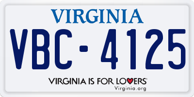 VA license plate VBC4125