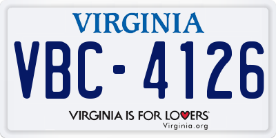 VA license plate VBC4126