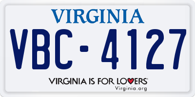 VA license plate VBC4127