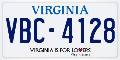 VA license plate VBC4128