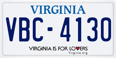 VA license plate VBC4130
