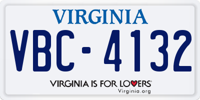 VA license plate VBC4132