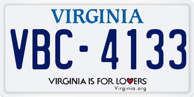 VA license plate VBC4133