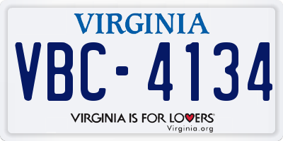 VA license plate VBC4134