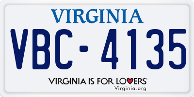 VA license plate VBC4135