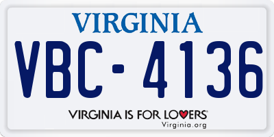 VA license plate VBC4136