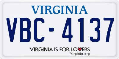VA license plate VBC4137