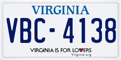 VA license plate VBC4138