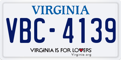 VA license plate VBC4139