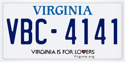 VA license plate VBC4141